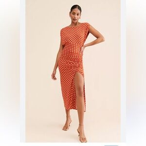 Free People Rust Polka Dot Midi Dress